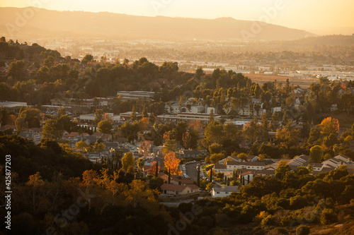 Sunset view of the city of Diamond Bar, California, USA. photo