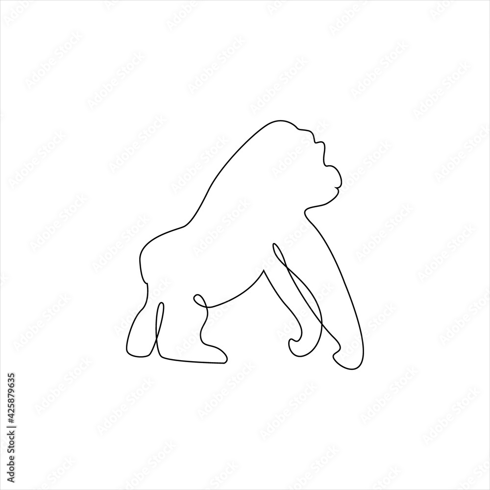 Minimalistic One Line Monkey or Gorilla Icon. Gorilla monkey one line hand drawing continuous art print, Vector Illustration. Free single line drawing of gorilla. Line drawing animal tattoo Minimalistic One Line Monkey or Gorilla Icon. Gorilla monkey one line hand drawing continuous art print, Vector Illustration. Free single line drawing of gorilla. Line drawing animal tattoo