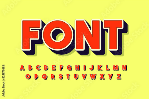 Modern 3D font and alphabet for poster. ticker vector