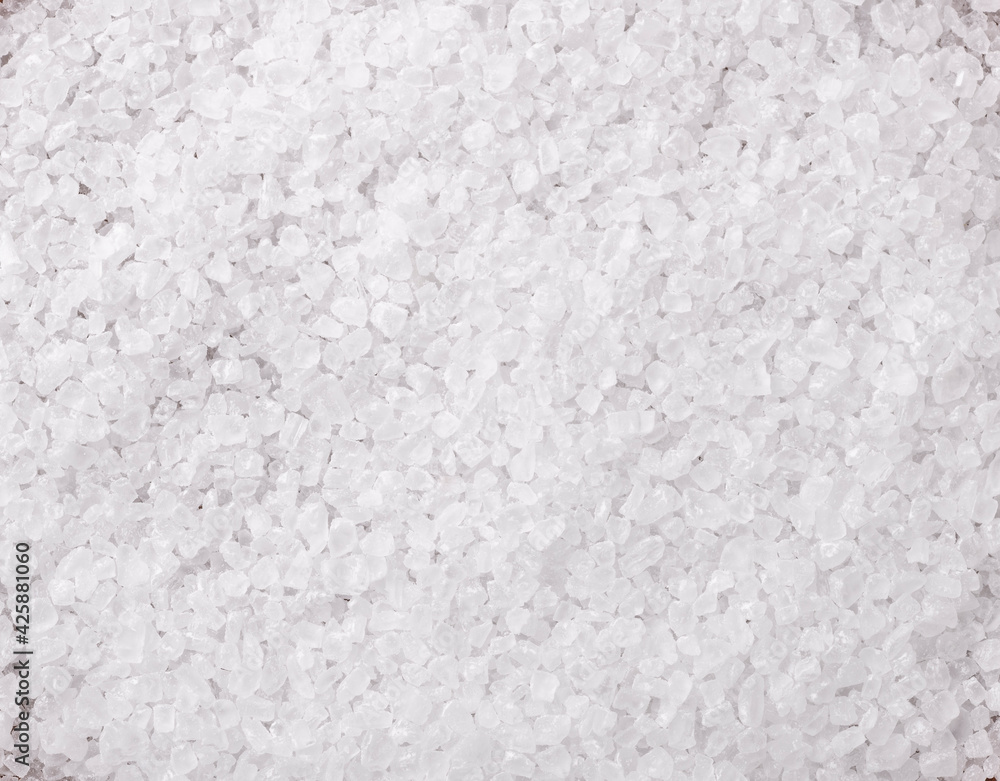 Top view, closeup of coarse salt. Food backdrop StockFoto Adobe Stock