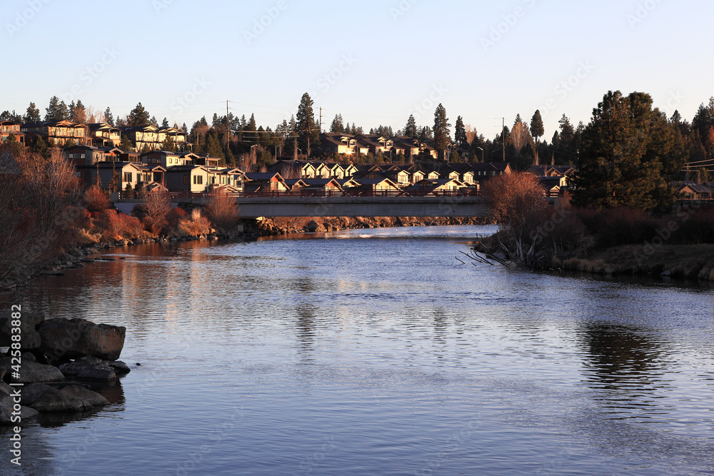 The town of Bend on the Deschutes River, Oregon