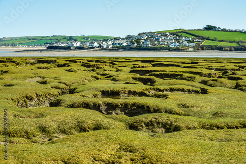 Northam Burrows mud flats in Devon make an unusual pattern during low tide photo