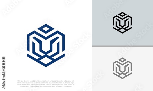 Tiger abstract logo template. line art vector