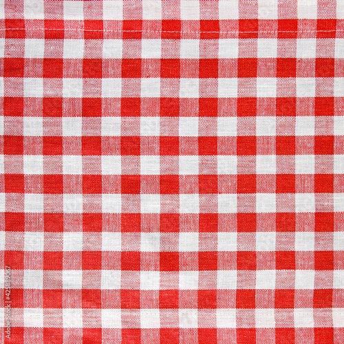 Tablecloth checkered red and white background cotton texture checkered