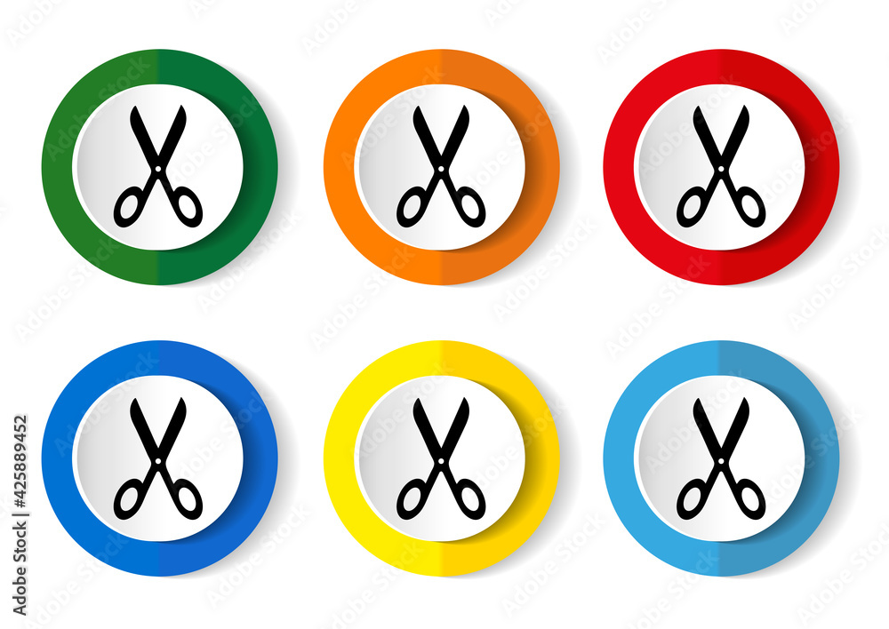 Scissors icon set, vector illustrations in 6 options for web design and mobile applications Scissors icon set, vector illustrations in 6 options for web design and mobile applications