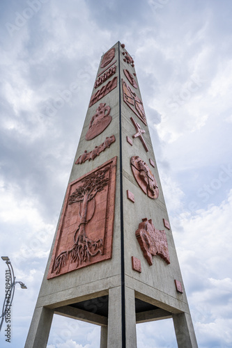 the obelisk of the navel of Colombia, Puerto Lopez, Meta, Villavicencio, Colombia
