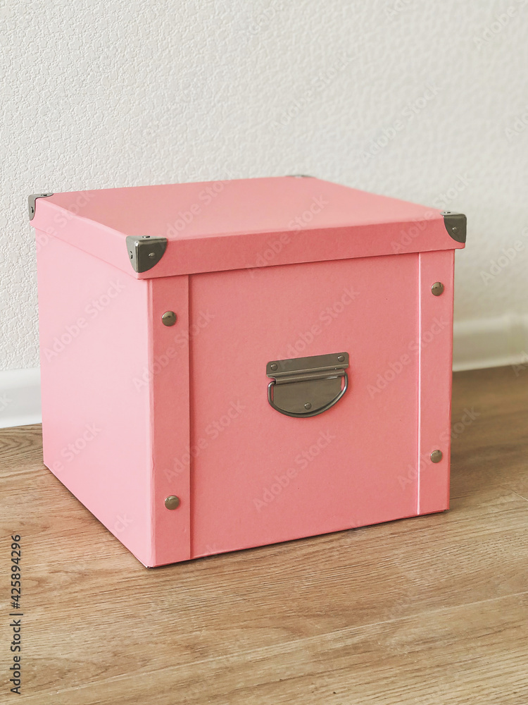 pink folding storage box made of durable cardboard for storing papers, documents, various items pink folding storage box made of durable cardboard for storing papers, documents, various items