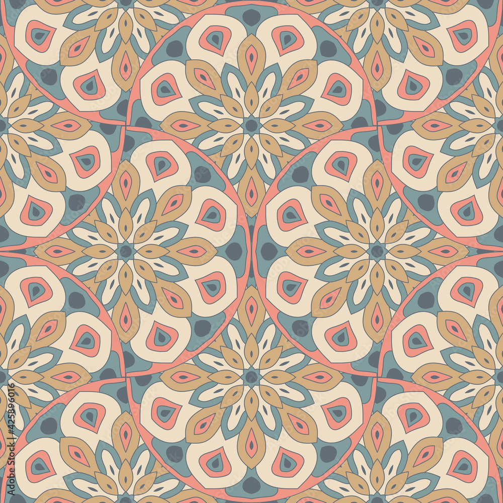 Abstract mandala fish scale seamless pattern. Ornamental tile, mosaic background. Floral patchwork infinity card. Arabic, Indian, ottoman motifs. Abstract mandala fish scale seamless pattern. Ornamental tile, mosaic background. Floral patchwork infinity card. Arabic, Indian, ottoman motifs.