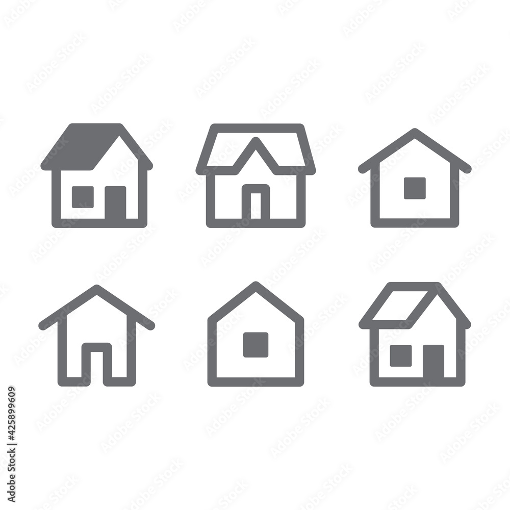 House vector icon set. Home simple linear symbols.