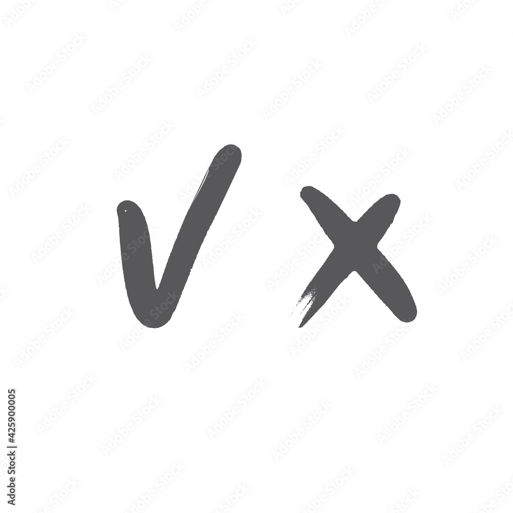 Check marks hand drawn style. Green Tick and red x. Approval vote symbols. Check marks hand drawn style. Green Tick and red x. Approval vote symbols.