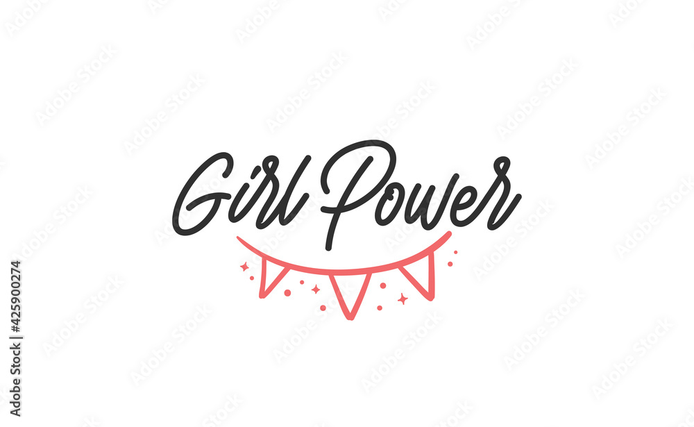 Girl power inscription, hand lettering style. Feminist slogan, phrase or quote. Modern vector illustration for t-shirt, sweatshirt or other apparel print.