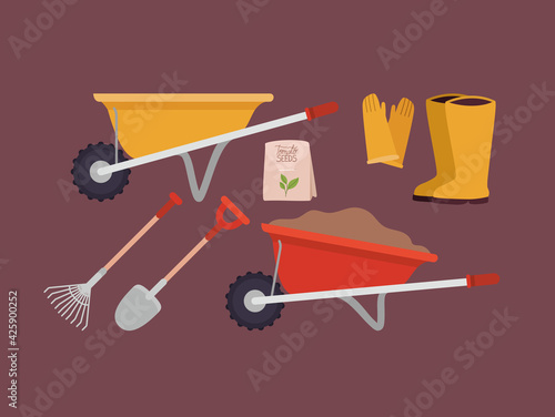 gardening instruments icons