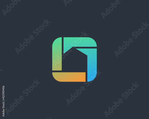 Abstract construction building house geometric colorful logo design template. Minimalistic real estate property vector sign symbol mark logotype.