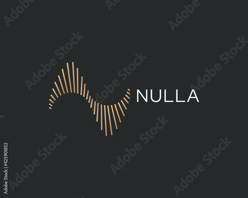 Abstract linear logo template. Wave flow logotype symbol. Premium motion stream water aqua vector icon in minimalistic style.