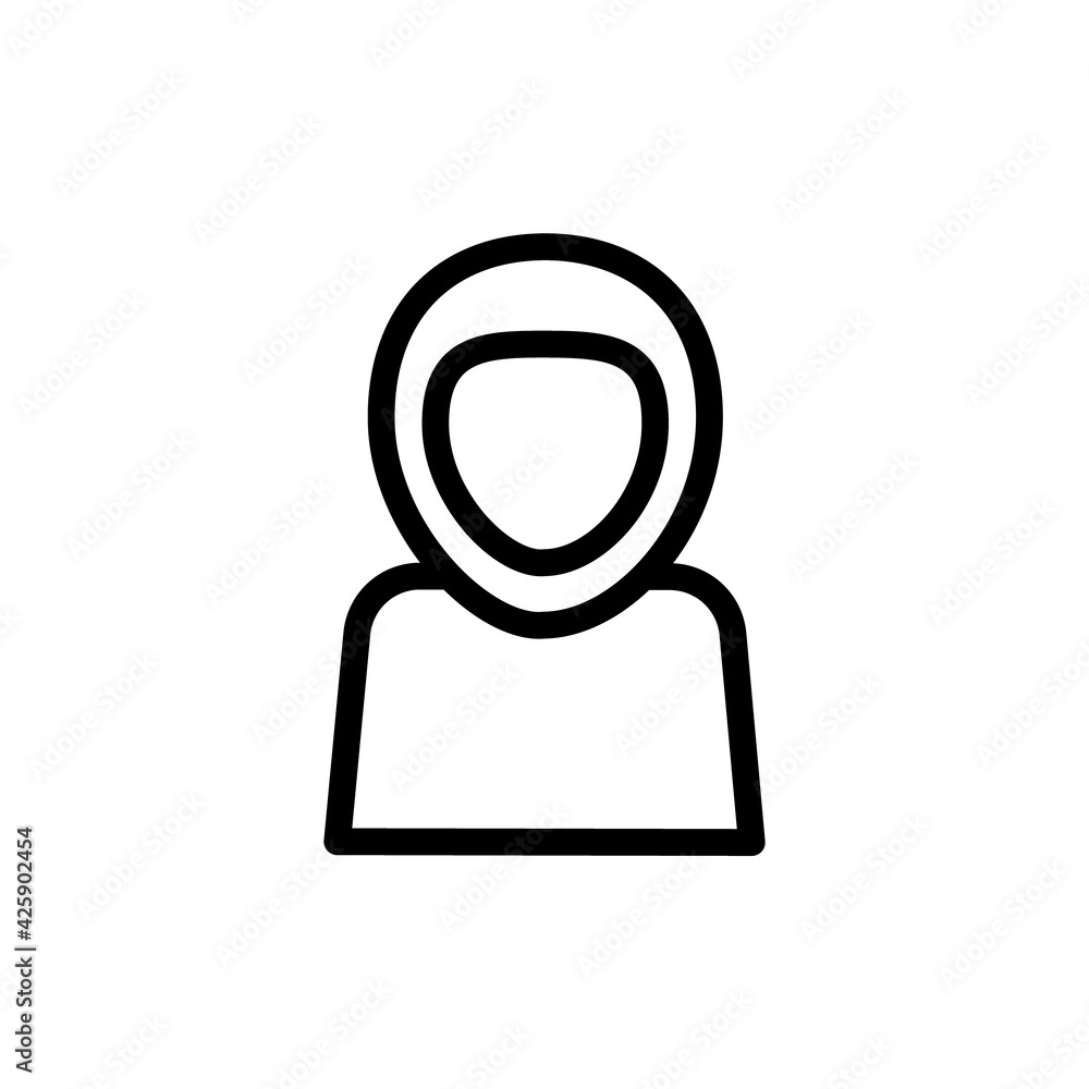 Arabian Woman Line Icon. Female symbol line art. Women wear hijab. Muslim woman icon. Muslim Lady icon