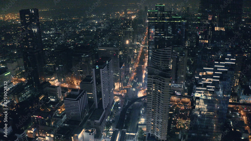 Aerial view of Bangkok at Night