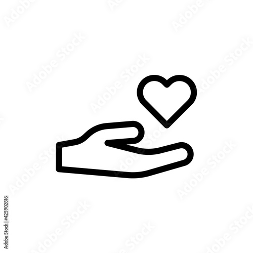 Healthcare hands holding heart flat icon for apps and website. Heart in hand icon. give love icon in vector illustration. black give love vector icons designed in stroke style can be used for web