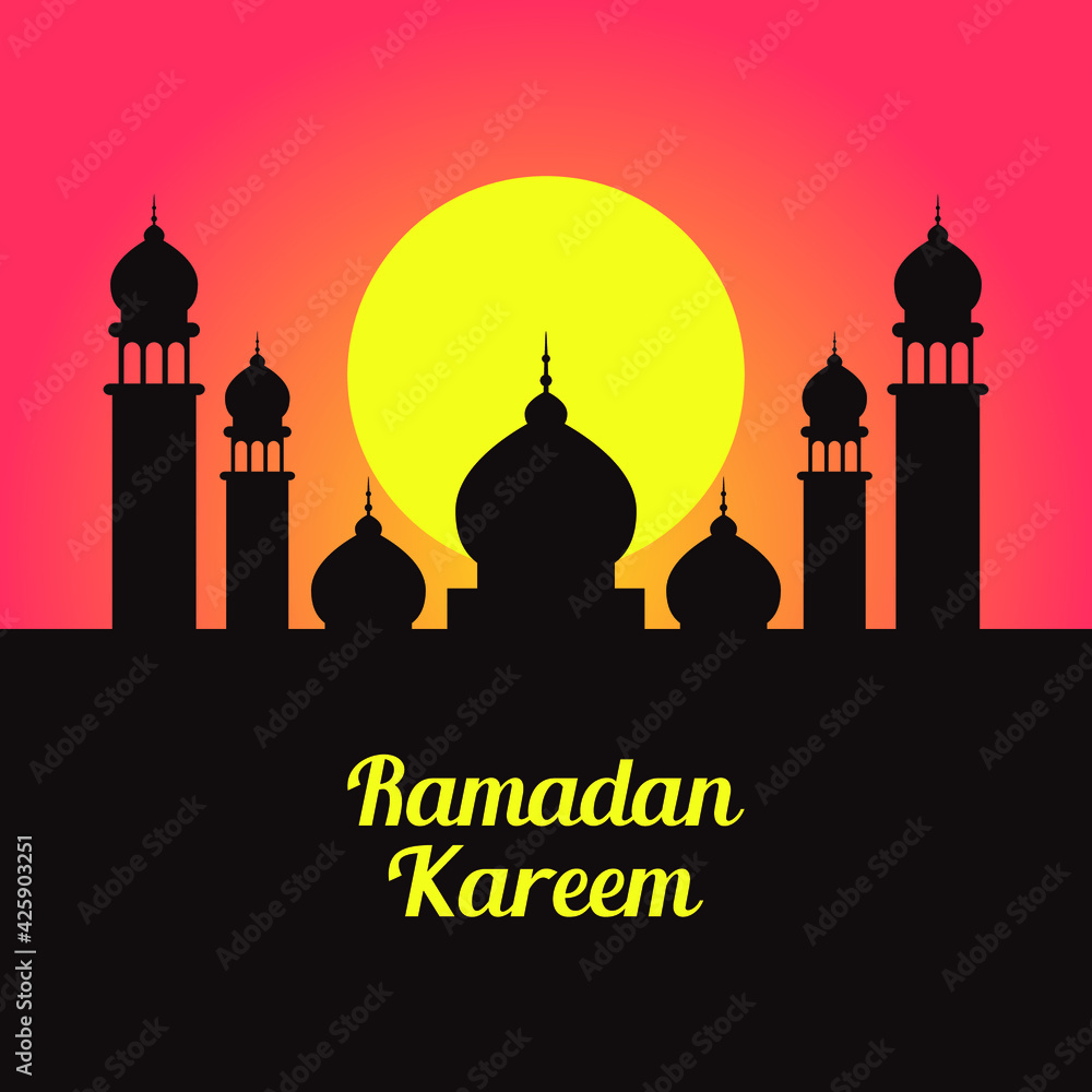 Ramadan Kareem mosque islamic background vector design illustration