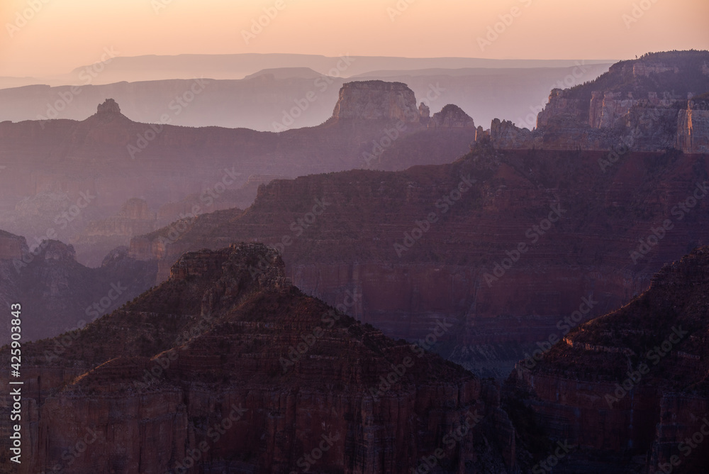 Many Layers of the Grand Canyon On The North Rim at Sunrise