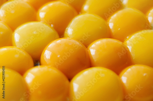 Yellow egg yolks on a plate