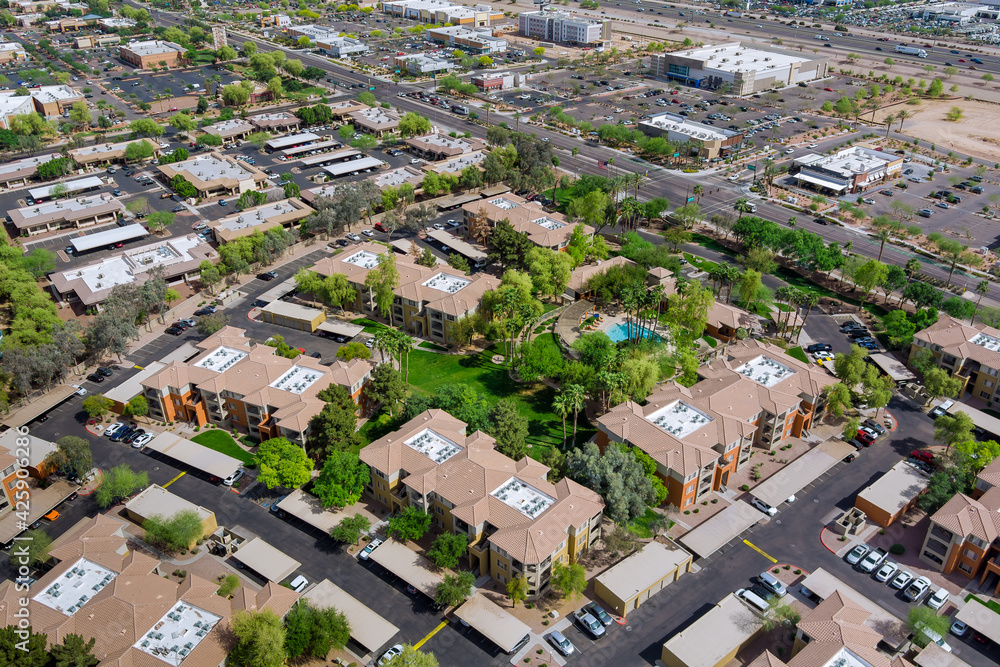 Fototapeta premium Aerial view desert Avondale small town city near of state capital Phoenix Arizona