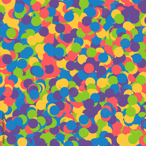 Patrón de círculos en colores alegres sobrepuestos creando composición abstracta
