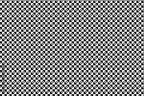Patrón de cuartos de círculo en blanco y negro formando círculos completos y estrellas en negativo