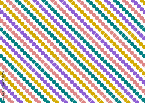 Patrón de círculos en colores pastel formando líneas ordenadas en diagonal sobre fondo blanco