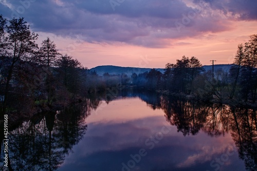 Ohře river colorful sky reflection