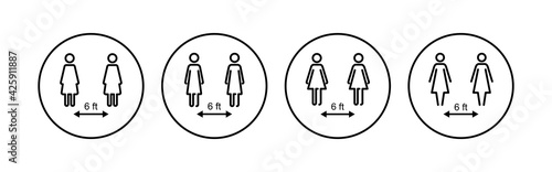 Social distancing icon set. social distance icon. self quarantine sign