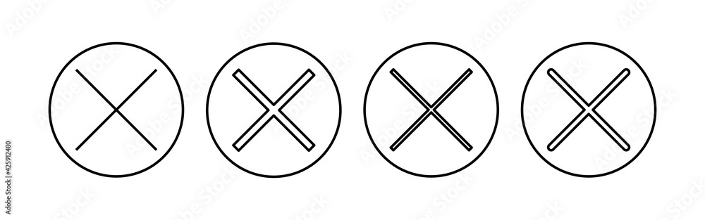 Close icon set. Delete icon vector. cross sign Close icon set. Delete icon vector. cross sign