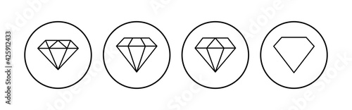 Diamond icon set. diamond gems vector icon.