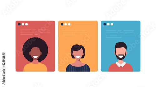 Headhunting, recruiting people. Business HR concept motion animation illustration. Magnifying glass chooses or Search Candidate to hire employee or workers for job. 4k video with alpha matte channel.
