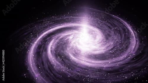 Stunning 3D galaxy with nebula and many planets rotating
