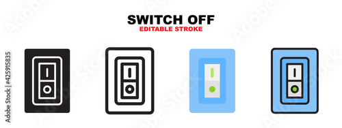 Switch Off icon set with different styles. Editable stroke and pixel perfect. Can be used for web, mobile, ui and more.