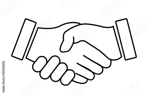 Insert two hands together, shaking hands on a white background.
