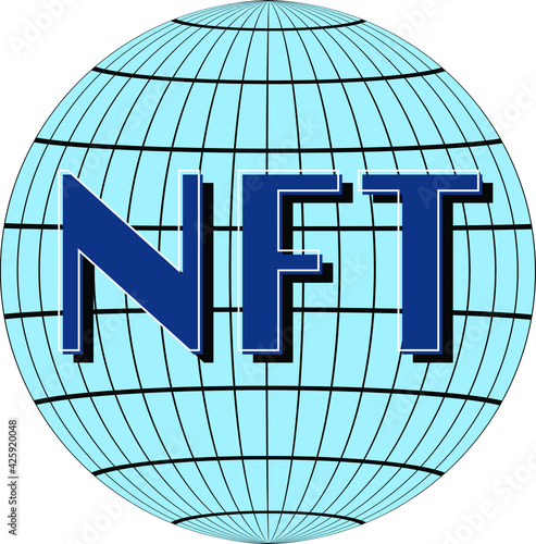 Logo or icon NFT(non fungible tokens) for blockchain industry, 3d vector illu...