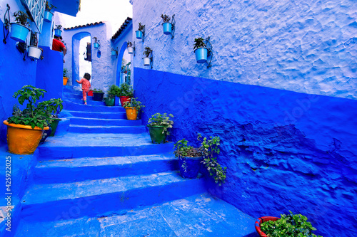 Chefchaouen, also known as Blue City, is a city in northwest Morocco. Its medina (old town) is painted in various shades of Blue.  © Dordo