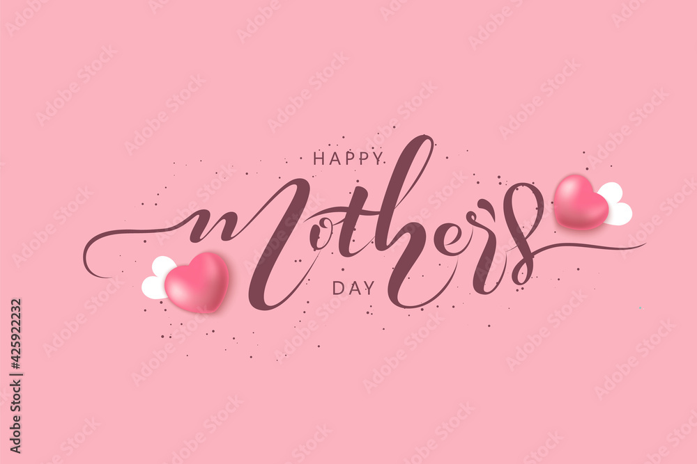 Happy Mothers Day lettering. Abstract greeting card design with polka dots. Gift card. Happy Mothers Day, I love you