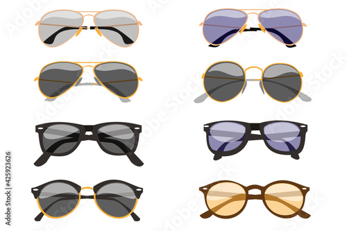 Set of eyeglasses vector cartoon isolated on white background