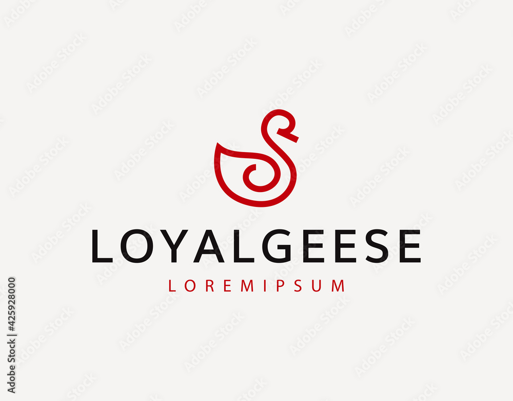 Goose Logo Design Template. Elegant Goose Icon Line Art Vector Goose Logo Design Template. Elegant Goose Icon Line Art Vector