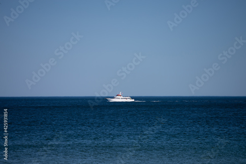 white yacht in the ocean sea travel summer trip
