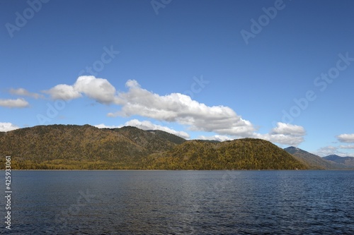 Autumn on Lake Teletskoye. Altai Republic. Western Siberia. Russia