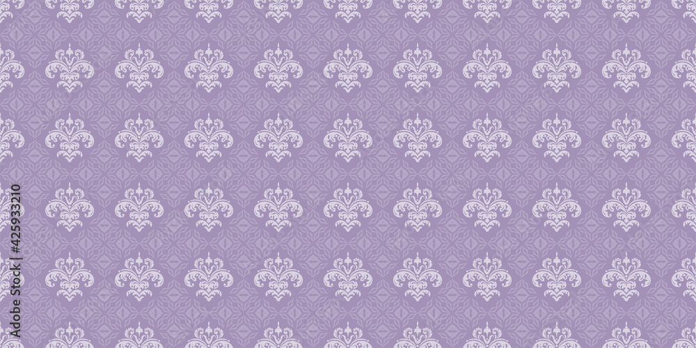 Stylish background pattern with floral ornaments on a purple background. Seamless wallpaper texture for your design. Vector graphics Stylish background pattern with floral ornaments on a purple background. Seamless wallpaper texture for your design. Vector graphics