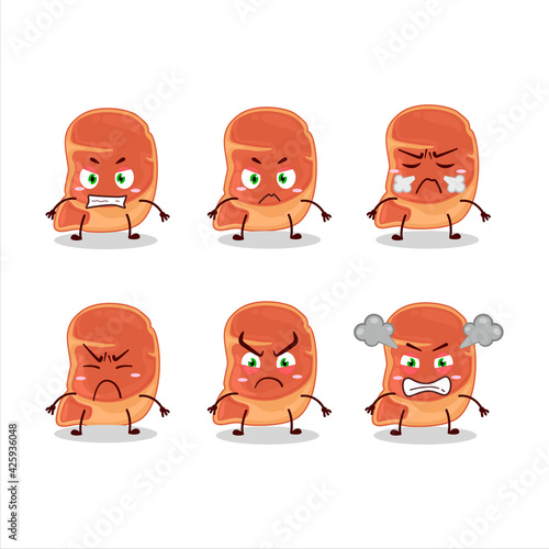 Steak cartoon character with various angry expressions