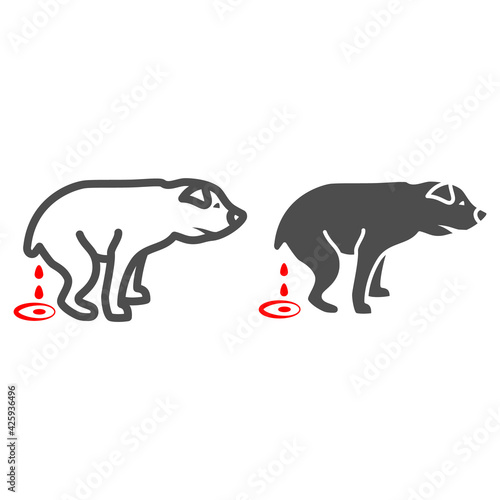 Parvovirus in dog line and solid icon, Diseases of pets concept, pet intestinal inflammation sign on white background, Parvovirus enteritis in puppies icon in outline style. Vector graphics.