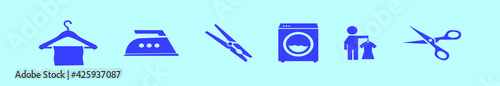 set of laundry and washing cartoon icon design template with various models. vector illustration isolated on blue background