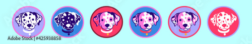 set of dalmatian puppy cartoon icon design template with various models. vector illustration isolated on blue background