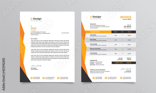 Corporate business branding identity or stationery design with letterhead and invoice 