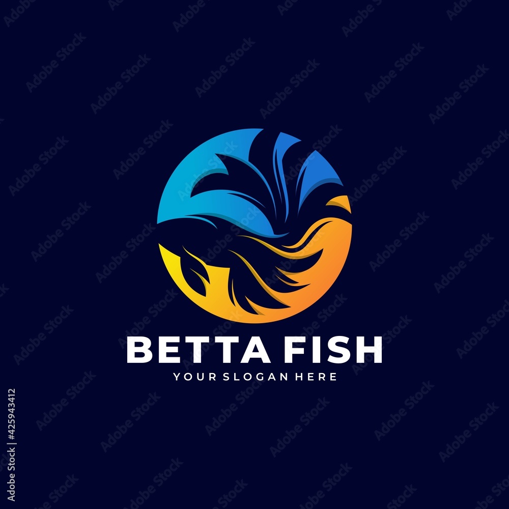Naklejka premium betta fish fire modern logo vector illustration design 